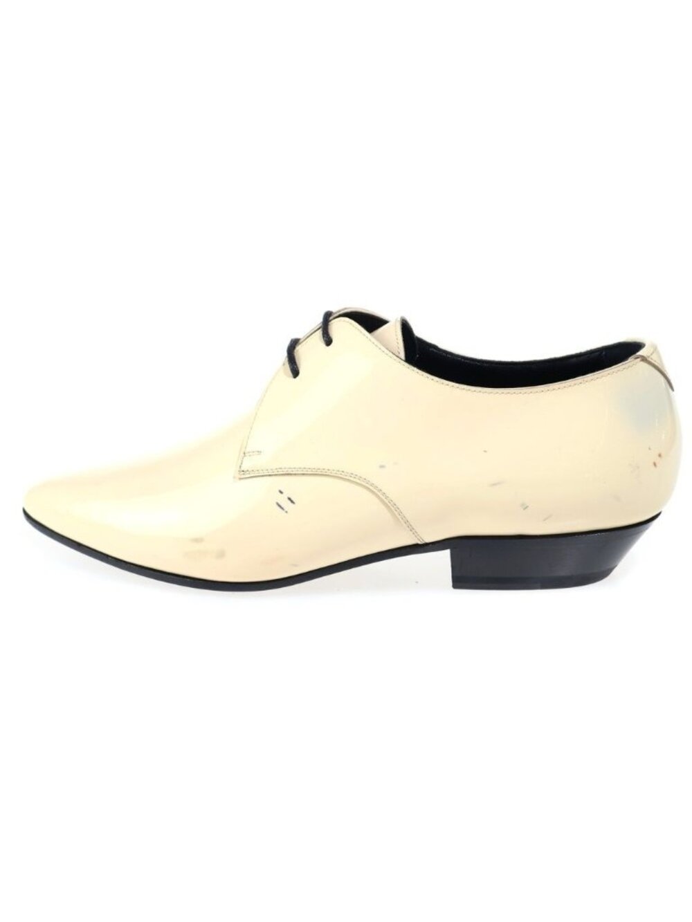 Saint Laurent Paris Patent Lace-up Shoes Yellow